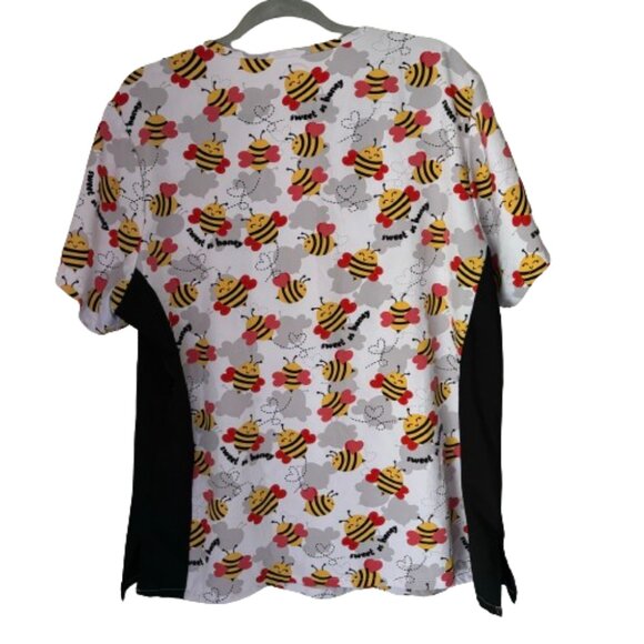 SCRUB JOY Performance V-Neck Medical Top Scrub BUMBLE BEE SWEET AS HONEY SIZE 2X - Picture 2 of 11